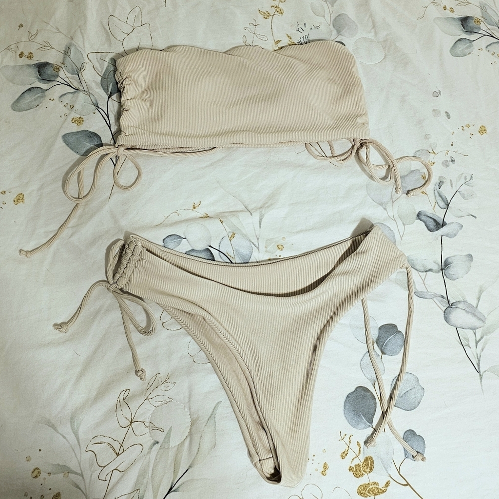 Beige Bandeau Bikini